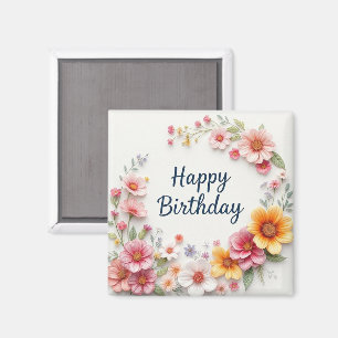 Alles Gute zum Geburtstag Eleganter Blumenkranz Magnet