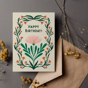 Alles Gute zum Geburtstag Eleganter Blumenrahmen Postkarte