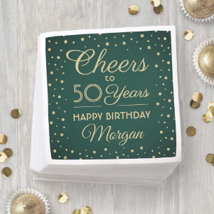 ALLES GUTE zum Geburtstag Elegantes Grün und Gold Serviette