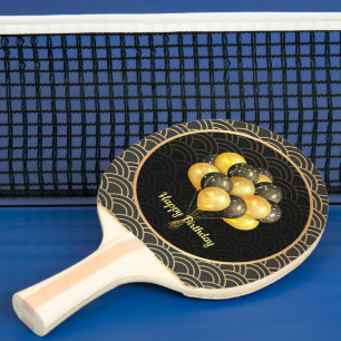Alles Gute zum Geburtstag, elegantes Schwarz und G Tischtennis Schläger