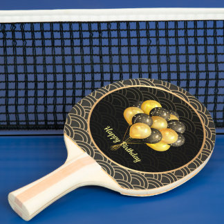 Alles Gute zum Geburtstag, elegantes Schwarz und G Tischtennis Schläger