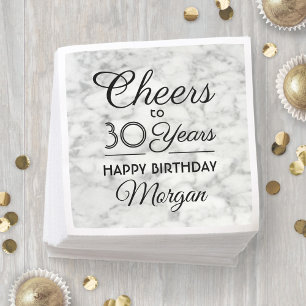 ALLES GUTE ZUM GEBURTSTAG Elegantes Schwarz-Weiß-M Serviette