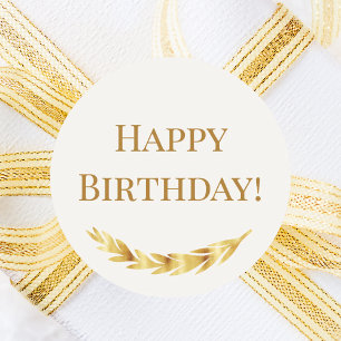 Alles Gute zum Geburtstag Elfenbeingold Runder Aufkleber