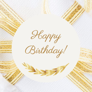 Alles Gute zum Geburtstag Elfenbeingold Runder Aufkleber