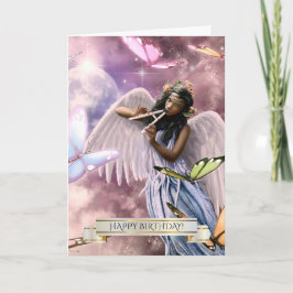 Alles Gute zum Geburtstag. Engel mit Schmetterling Karte