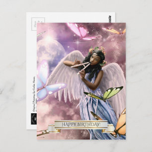 Alles Gute zum Geburtstag. Engel mit Schmetterling Postkarte
