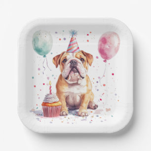 Alles Gute zum Geburtstag Englische Bulldogge Pappteller