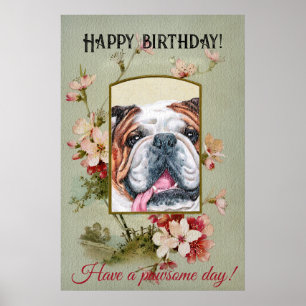 Alles Gute zum Geburtstag Englische Bulldogge Poster