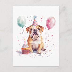 Alles Gute zum Geburtstag Englische Bulldogge Postkarte