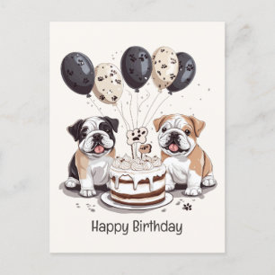 Alles Gute zum Geburtstag Englische Bulldoggen Postkarte