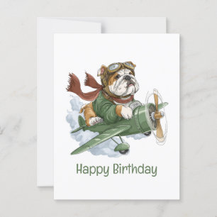 Alles Gute zum Geburtstag English Bulldog Pilot Fl Postkarte