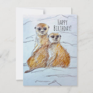 Alles Gute zum Geburtstag Erdmännchen Wildtiere Ti Postkarte