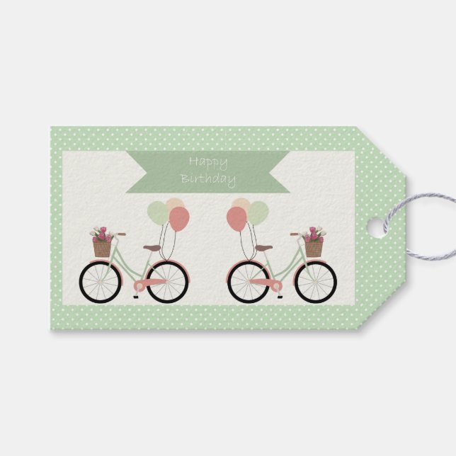 Alles Gute zum Geburtstag Fahrrad Geschenkanhänger (Vorderseite (Horizontal))