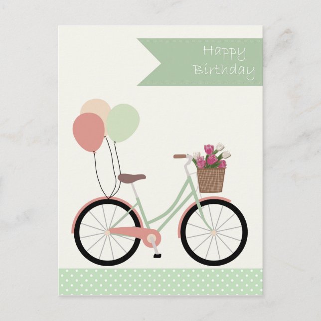 Alles Gute zum Geburtstag Fahrrad Postkarte (Vorderseite)