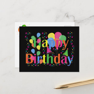 Alles Gute zum Geburtstag, farbenfroh und festlich Postkarte