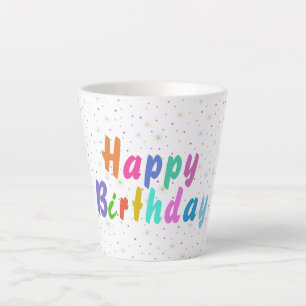 Alles Gute zum Geburtstag - farbenfrohe Sterne und Milchtasse