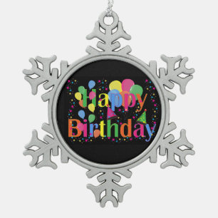 Alles Gute zum Geburtstag, festliche Geburtstagsfe Schneeflocken Zinn-Ornament