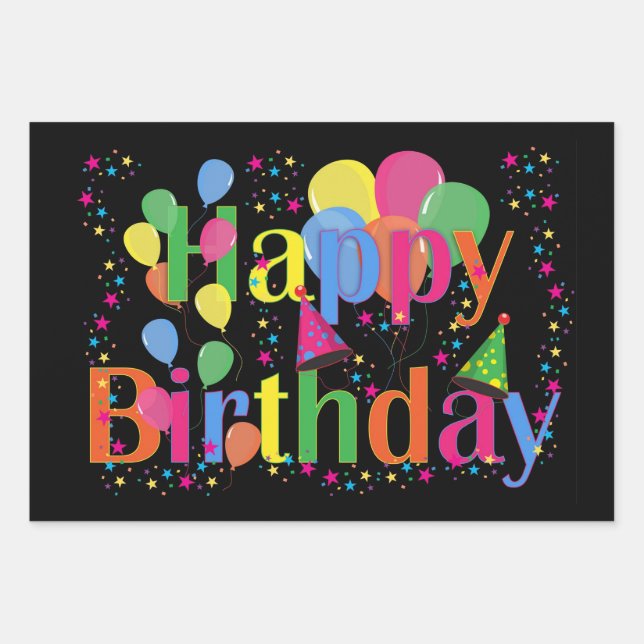 Alles Gute zum Geburtstag, festliche Grüße, Geschenkpapier Set (Vorderseite 3)