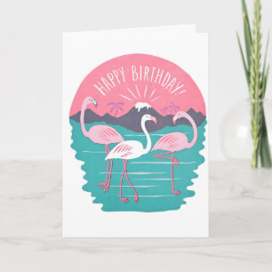 Alles Gute zum Geburtstag Flamingos Letterpress Ka Karte