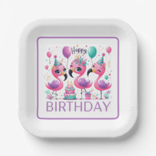 Alles Gute zum Geburtstag Flamingos Pappteller