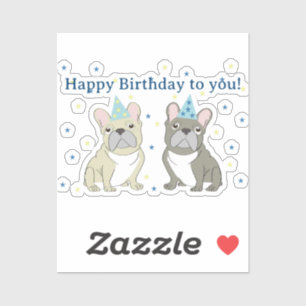 Alles Gute zum Geburtstag Franzose, Bulldogge Aufkleber