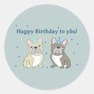 Alles Gute zum Geburtstag Franzose, Bulldogge Runder Aufkleber