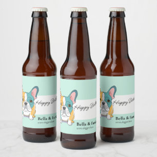 Alles Gute zum Geburtstag Französische Bulldogge  Bierflaschenetikett