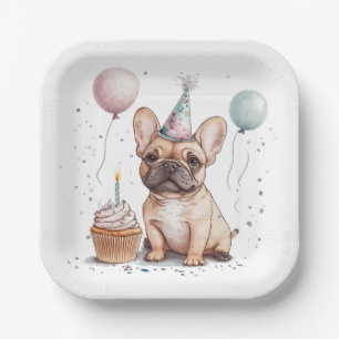 Alles Gute zum Geburtstag Französische Bulldogge Pappteller