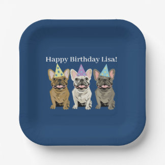 Alles Gute zum Geburtstag! Französische Bulldoggen Pappteller