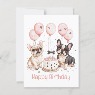 Alles Gute zum Geburtstag Französische Bulldoggen  Postkarte