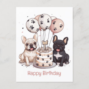 Alles Gute zum Geburtstag Französische Bulldoggen  Postkarte