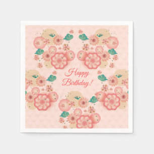 Alles Gute zum Geburtstag - Frühlings-Pfirsichblüt Serviette