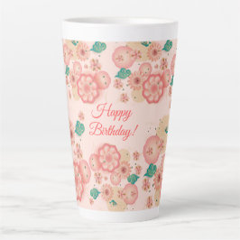 Alles Gute zum Geburtstag - Frühlingspfirsich Blum Milchtasse