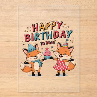Alles Gute zum Geburtstag Füchse Acryleinladungen