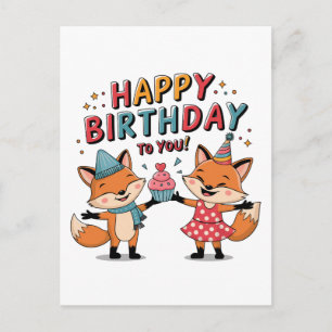 Alles Gute zum Geburtstag Füchse Feiertagspostkarte