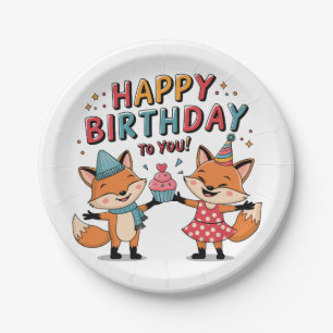 Alles Gute zum Geburtstag Füchse Pappteller