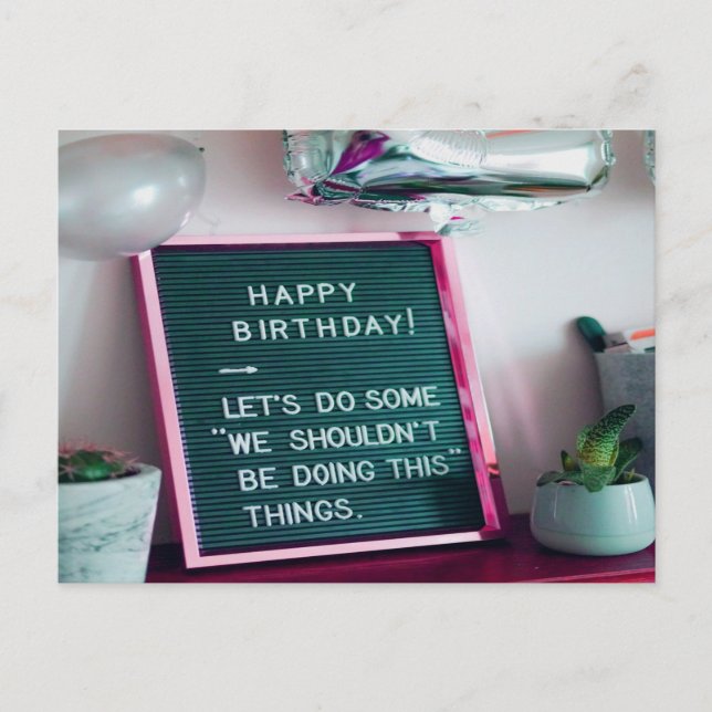 Alles Gute zum Geburtstag! Funny Naughty Trouble Postkarte (Vorderseite)