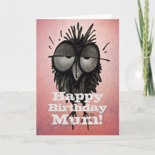 Alles Gute zum Geburtstag! Funny Sleepy Owl Art Mo Karte