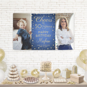 ALLES GUTE zum Geburtstag, gebürstet Blau und Gold Banner