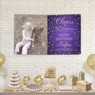 ALLES GUTE zum Geburtstag Gebürstet Lila & Gold 1  Banner