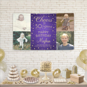 ALLES Gute zum Geburtstag Gebürstet Lila & Gold 4  Banner