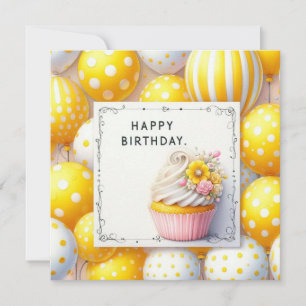 Alles Gute zum Geburtstag gelbe Luftballons Karte