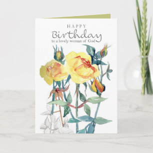 Alles Gute zum Geburtstag Gelbe Rosen Frau Gottes  Karte