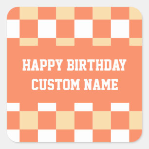 Alles Gute zum Geburtstag, gelber Gingham Quadratischer Aufkleber