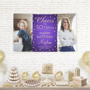 ALLES GUTE ZUM GEBURTSTAG Gepinselt Lila & Gold 2 Banner