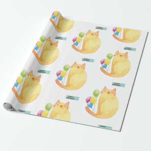 Alles Gute zum Geburtstag Geschenkpapier Katzenlad