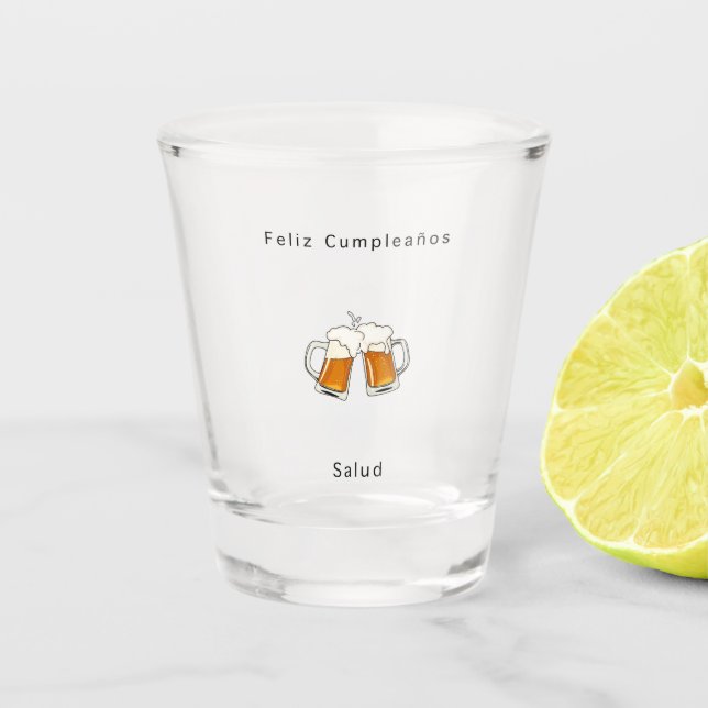 Alles Gute zum Geburtstag Glas, spanisches Geburts Schnapsglas (Vorderseite)
