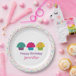 Alles Gute zum Geburtstag Glasur-Cupcake Regenboge Pappteller