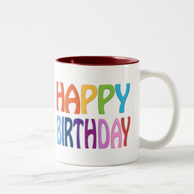 Alles Gute zum Geburtstag - glücklicher bunter Zweifarbige Tasse (Rechts)