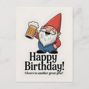 "Alles Gute zum Geburtstag"-Gnom mit erhobenem Bie Postkarte